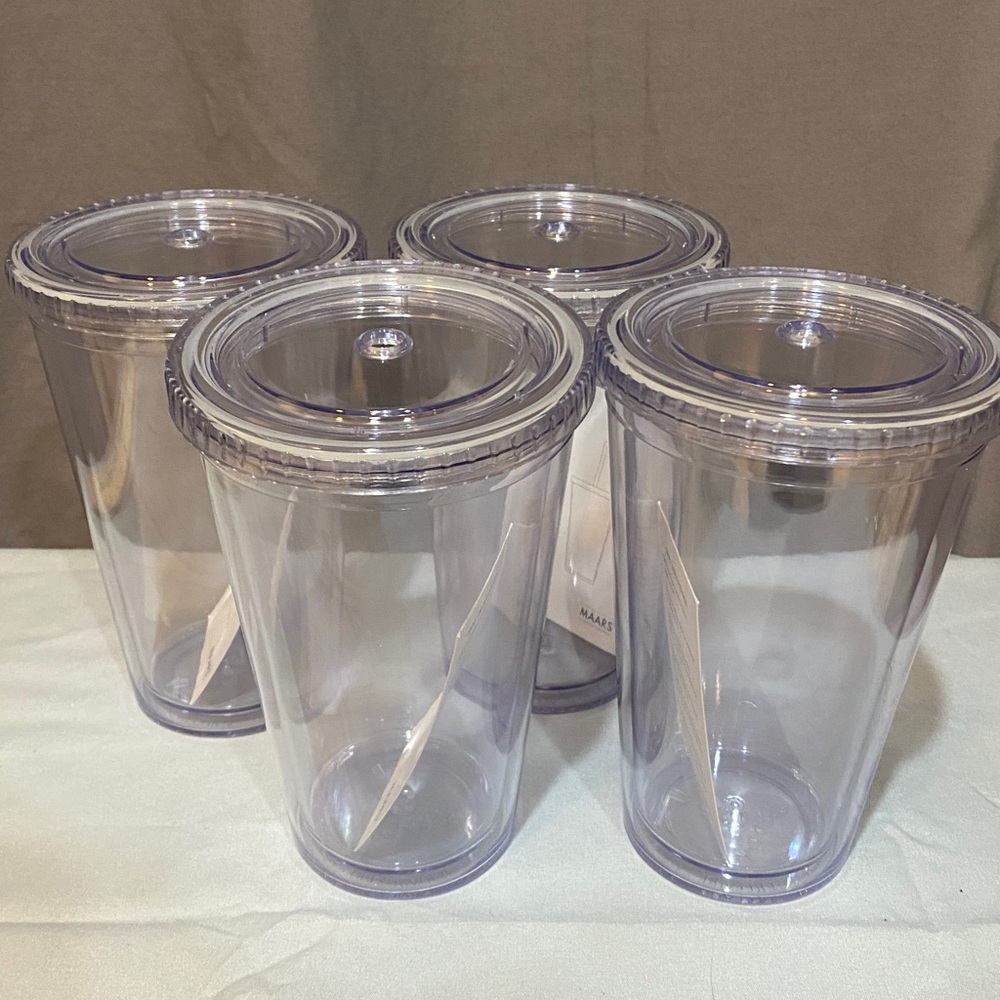 Clear Plastic Tumblers with Lids
16 oz. 6” tall +Acrylic+ BPA Free Hot +Cold